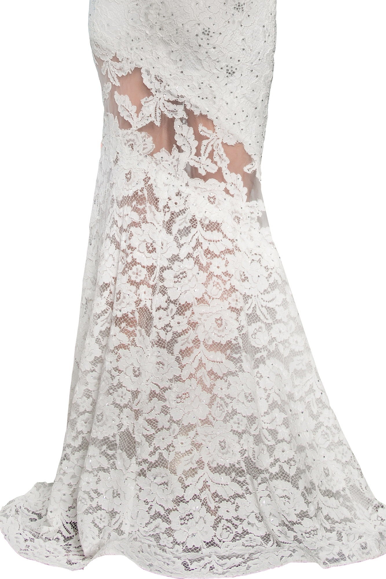 Illusion Cut-Out Lace Long Dress - Farnelli