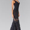 Illusion Cut-Out Lace Long Dress - Navy