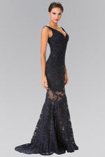 Illusion Cut-Out Lace Long Dress - Farnelli