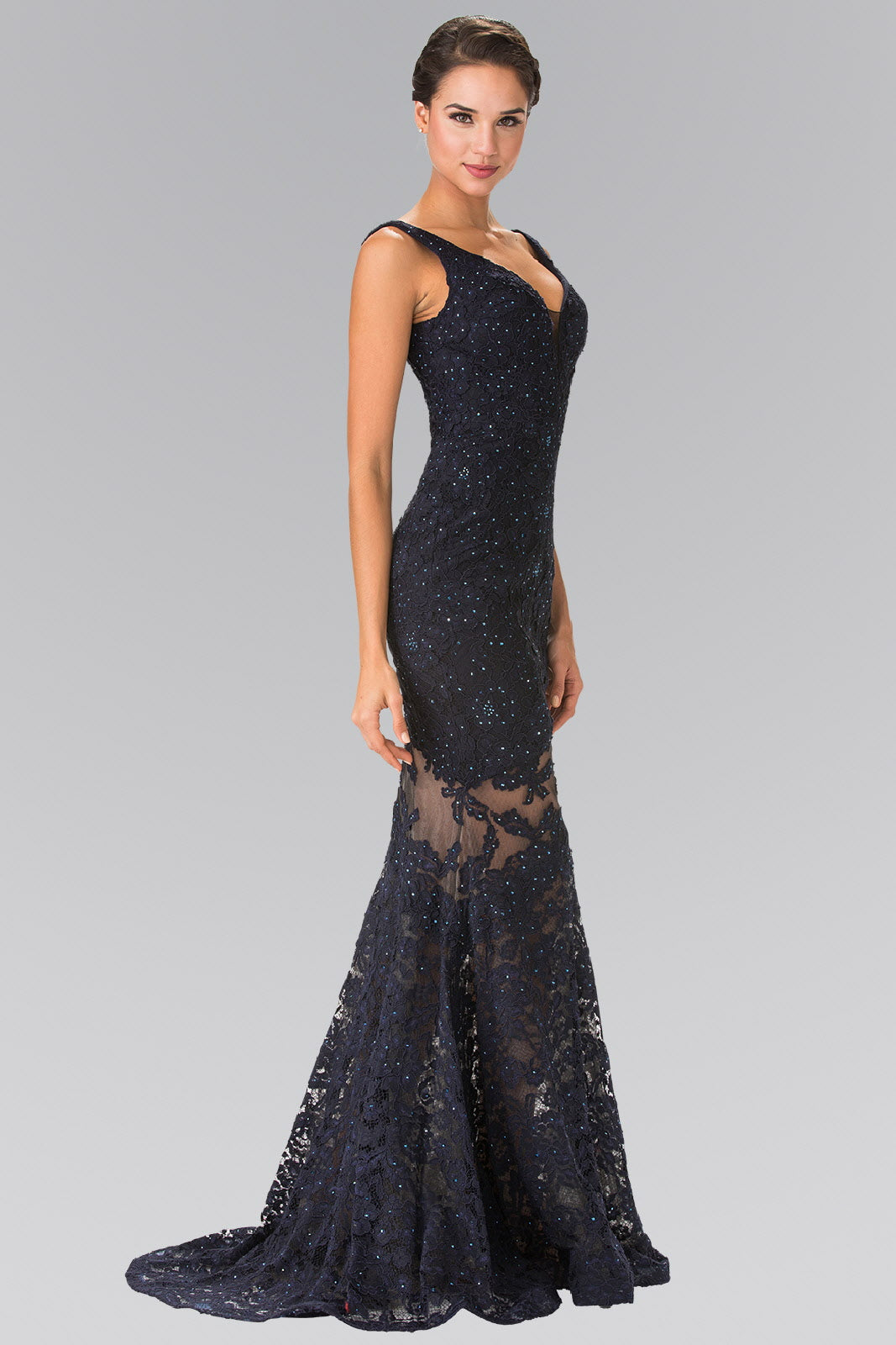 Illusion Cut-Out Lace Long Dress - Farnelli