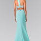 High Neck Two-Piece Jersey Long Dress Accented with a Beaded Band Waistline - Farnelli