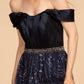 Glitter Print Skirt Off-The-Shoulder Long Dress - Farnelli