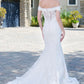 Mermaid Wedding Dress With Off-The-Shoulder Design And Embroidered Mesh - Farnelli