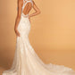 Cut-Out Back Embroidered Mesh Mermaid Wedding Gown - Farnelli
