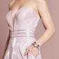 Glitter Crepe Jewel A-Line Long Dress - Farnelli