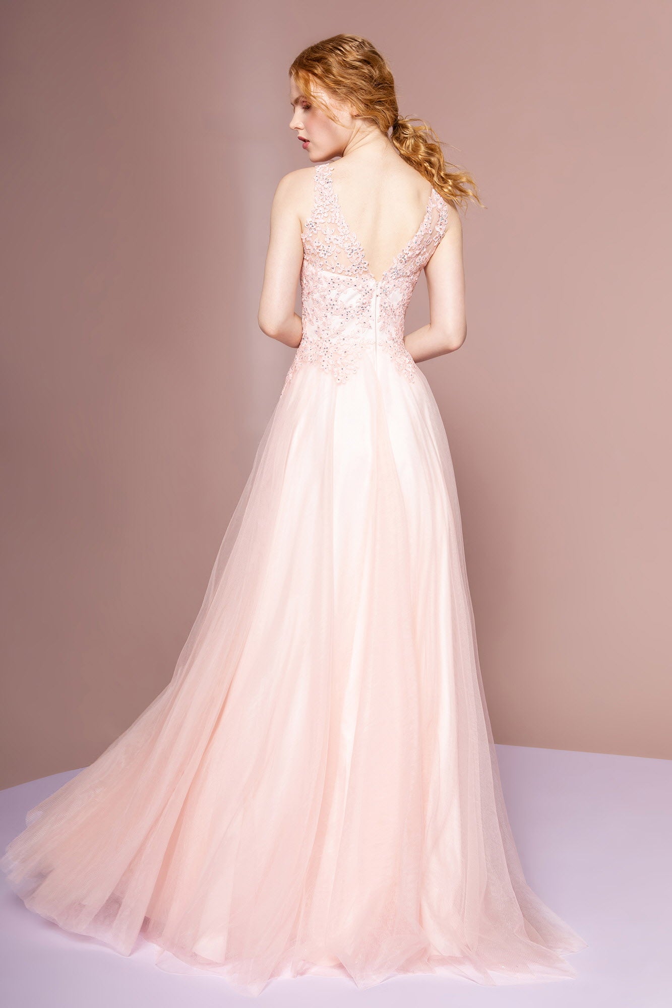 Floral Lace Embellished Bodice Mesh A-Line Dress - Farnelli