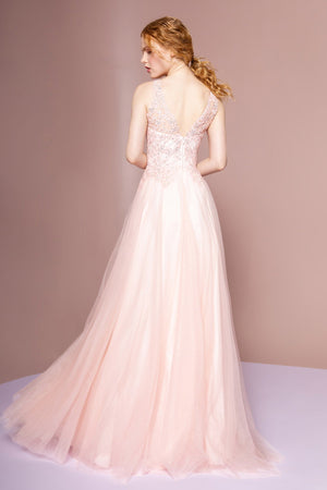 Floral Lace Embellished Bodice Mesh A-Line Dress - Farnelli