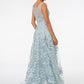 Embroidered Mesh A-Line Long Dress - Farnelli
