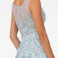Embroidered Mesh A-Line Long Dress - Farnelli