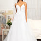 Embroidery & 3D Floral Applique Embellished V-Neck Mesh Wedding Dress - Farnelli