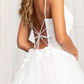 Embroidery & 3D Floral Applique Embellished V-Neck Mesh Wedding Dress - Farnelli