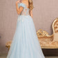 Feather Straps Sheer Bodice Glitter Sequin Mesh A-line Dress - Farnelli