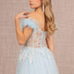 Feather Straps Sheer Bodice Glitter Sequin Mesh A-line Dress - Farnelli