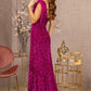 Asymmetric Sleeveless Feather Sequin Velvet Mermaid Dress - Farnelli