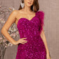Asymmetric Sleeveless Feather Sequin Velvet Mermaid Dress - Farnelli
