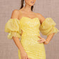 Jewel Sweetheart Mesh Mermaid Dress w/ Detachable Short Puff Sleeves - Farnelli