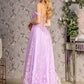 Bead Strapless Mesh A-line Long Dress w/ Detachable Sleeves - Farnelli