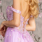 Bead Strapless Mesh A-line Long Dress w/ Detachable Sleeves - Farnelli