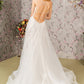 Embroidery Bead Sheer Bodice Open Back Mesh Wedding Gown - Farnelli