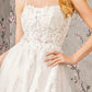 Embroidery Bead Sheer Bodice Open Back Mesh Wedding Gown - Farnelli