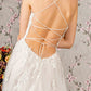 Embroidery Bead Sheer Bodice Open Back Mesh Wedding Gown - Farnelli