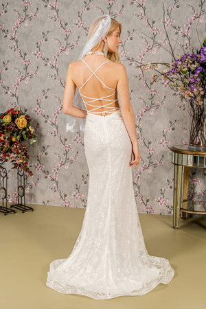 Floral Embroidery Illusion Sweetheart Lace Mermaid Wedding Gown - Farnelli