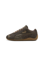 Puma Womens Speedcat OG matte bronze athletic footwear, showcasing sleek design and sporty style for women.