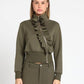 Gracia Fashion Women's Highneck Scuba Assymetrical Ruffled Zip Jacket