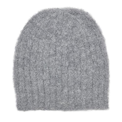 Plush Gray Alpaca Beanie Hat