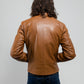 Whet Blu NYC Grayson men's dark cognac lambskin leather jacket, back view