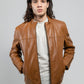 Whet Blu NYC Grayson men's lambskin leather jacket in dark cognac, front view