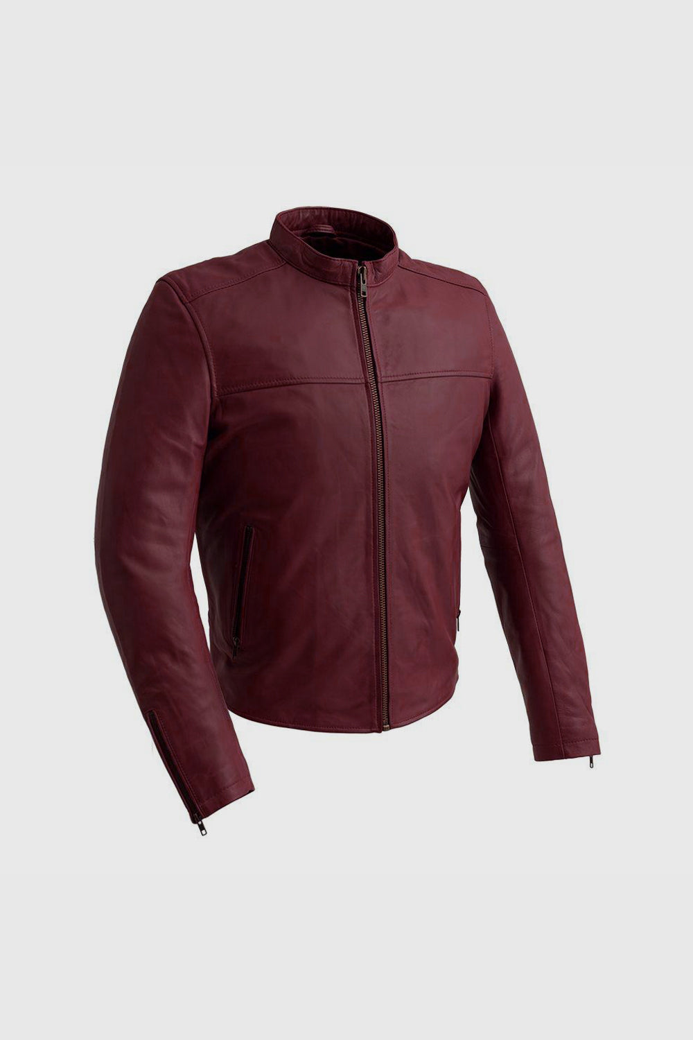 Whet Blu NYC Grayson men's lambskin leather jacket in dark cognac, front view