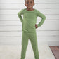 Green Christmas Bamboo Pajamas for Kids – Two Piece Set