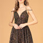 Cut-Away Shoulder Sequin Short Babydoll Dress w/ Open Back - Farnelli