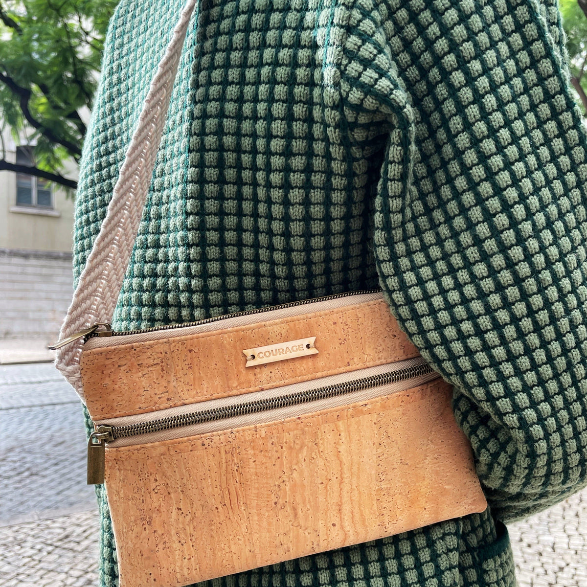 Carry Courage GUARDIAN belt bag in natural color, compact hands-free design with adjustable strap
