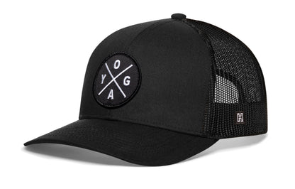 YOGA Trucker Hat  |  Black Fitness Snapback