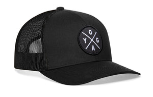 YOGA Trucker Hat  |  Black Fitness Snapback