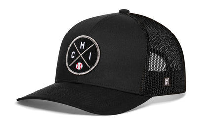 Chicago Baseball Trucker Hat  |  Black CHI X Snapback