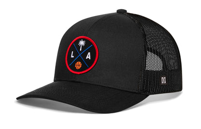 Los Angeles Basketball Trucker Hat  |  Red & Blue LA X Snapback
