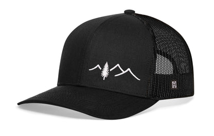 Pine Tree with Mountains Trucker Hat  |  Outdoors Snapback