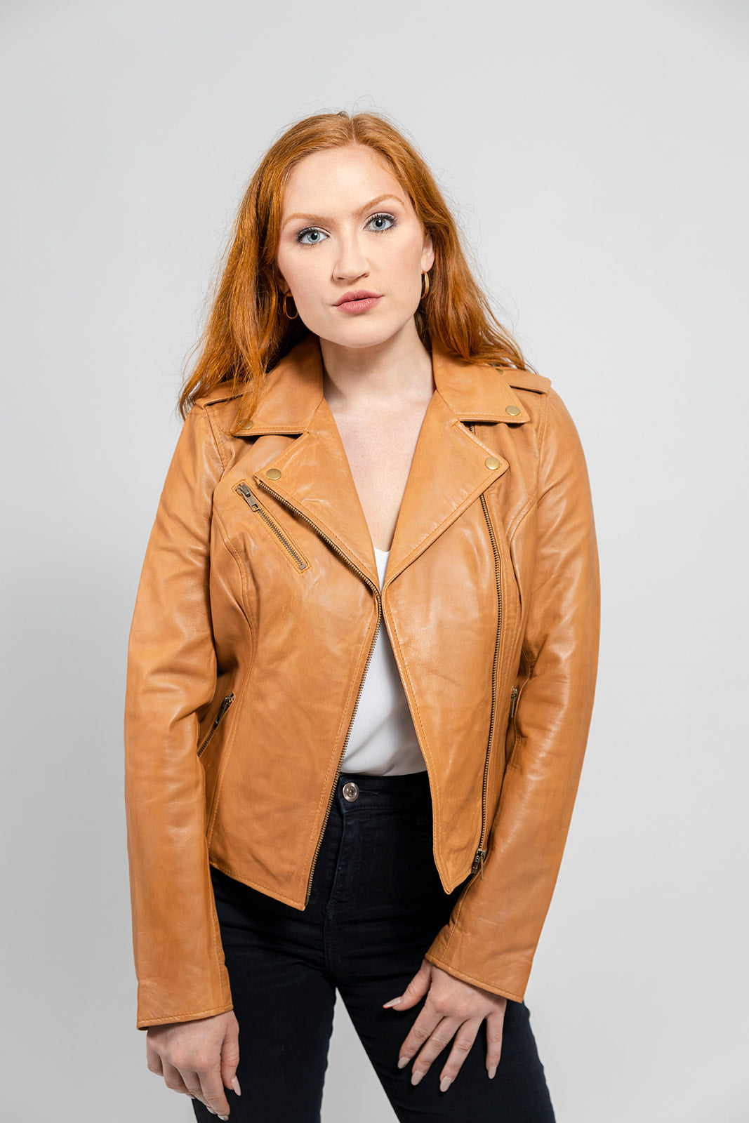Whet Blu NYC Harper women's lambskin leather moto jacket, stylish angled view