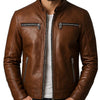Henry Brown Leather Jacket - Men Leather Jacket Brown - Brown