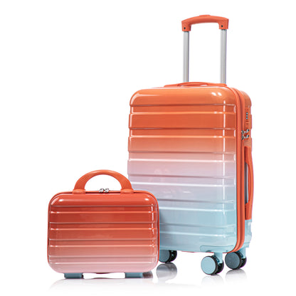 HouseOfZazla 2-piece PC spinner wheel luggage set in gradient blue and red with locks