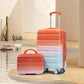HouseOfZazla 2-piece PC spinner wheel luggage set in gradient blue and red with built-in locks