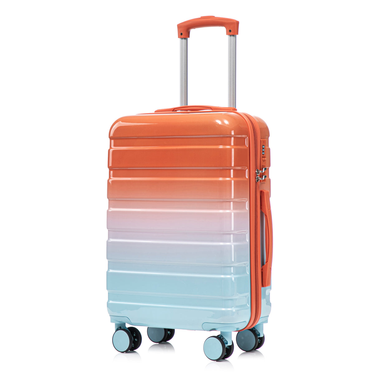 HouseOfZazla 2-piece PC spinner wheel luggage set with lock in gradient blue and red