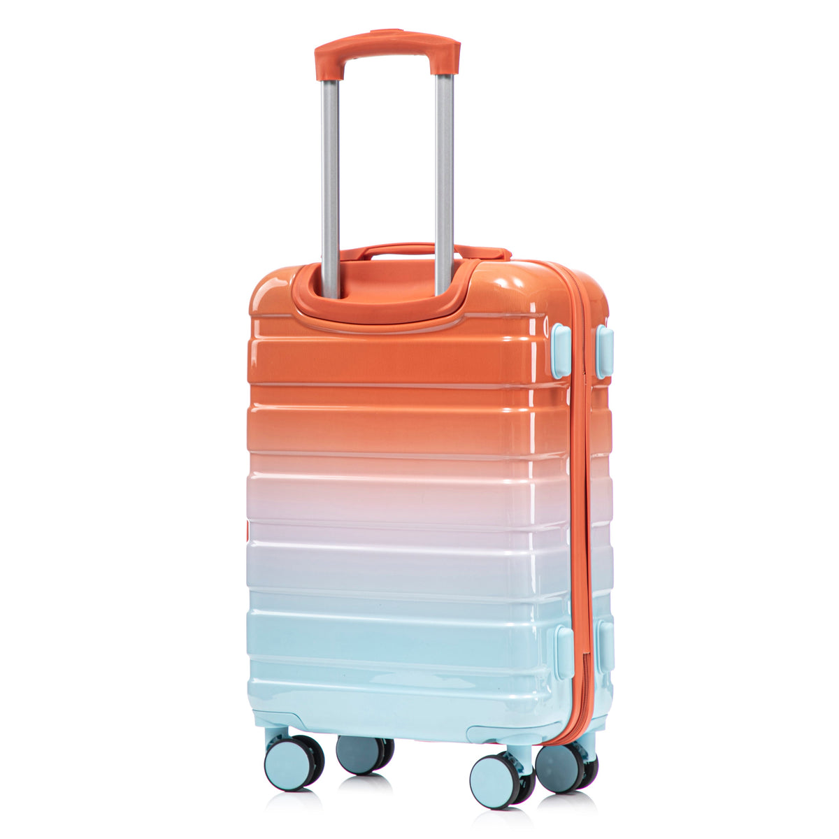 HouseOfZazla 2-piece PC spinner wheel luggage set with lock in gradient blue and red