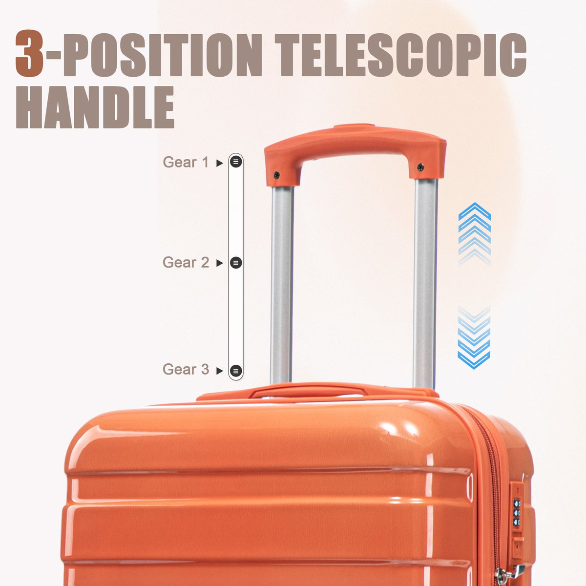 HouseOfZazla 2-piece PC spinner wheel luggage set in gradient blue and red with locks