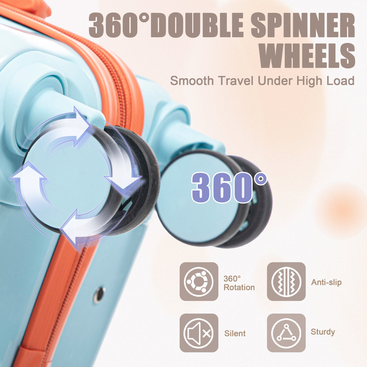 HouseOfZazla 2-piece PC spinner wheel luggage set with lock in gradient blue and red