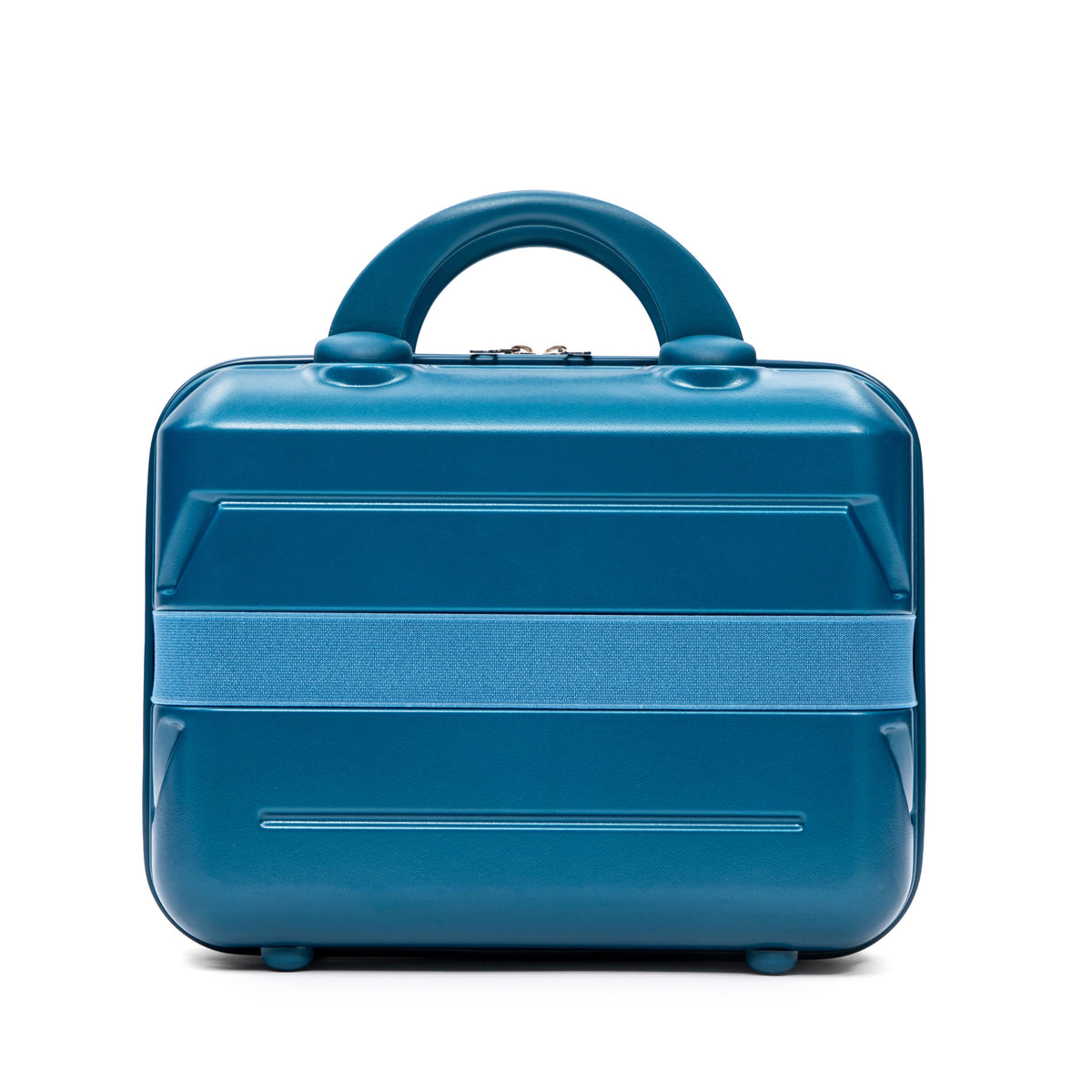 HouseOfZazla dark blue 2-piece hard case luggage set with matching cosmetic case