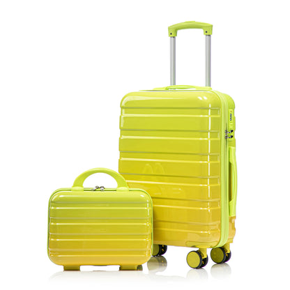 HouseOfZazla 2-piece green and yellow polycarbonate spinner wheel luggage set with lock